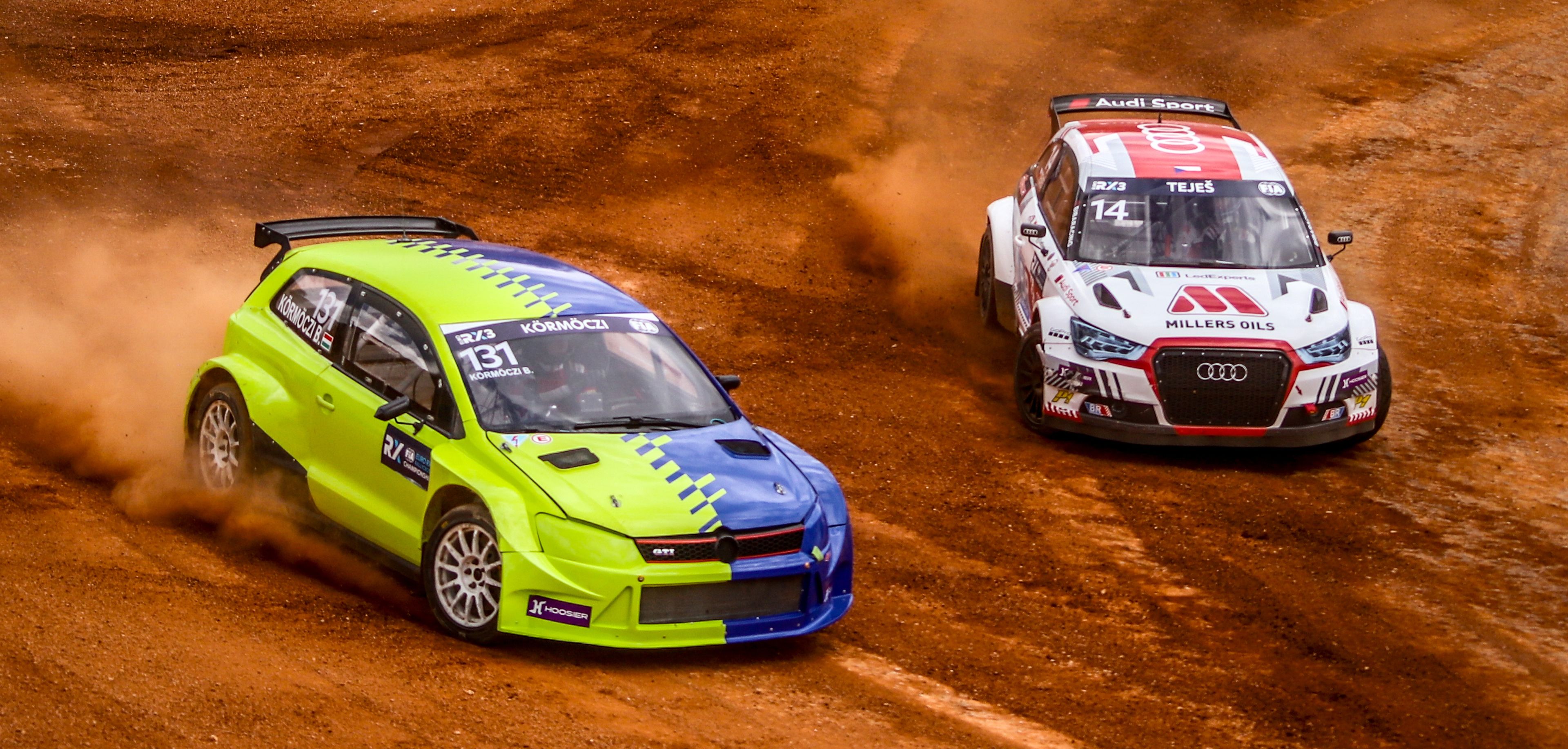 Balázs Körmöczi and Libor Teješ in Euro RX3 action at Nyirád in 2025
