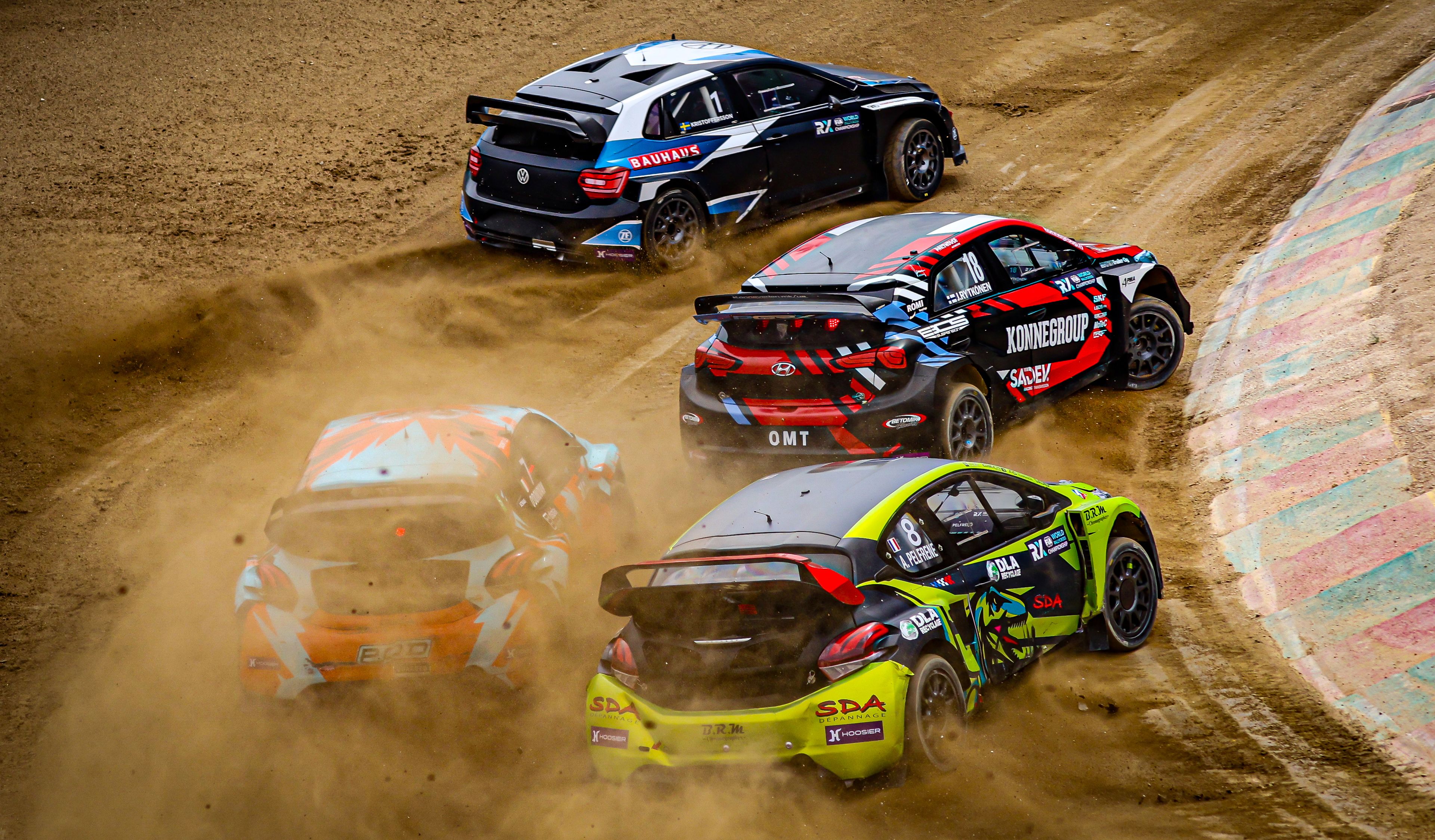 Close-quarters World RX action at Lousada in Portugal in 2025