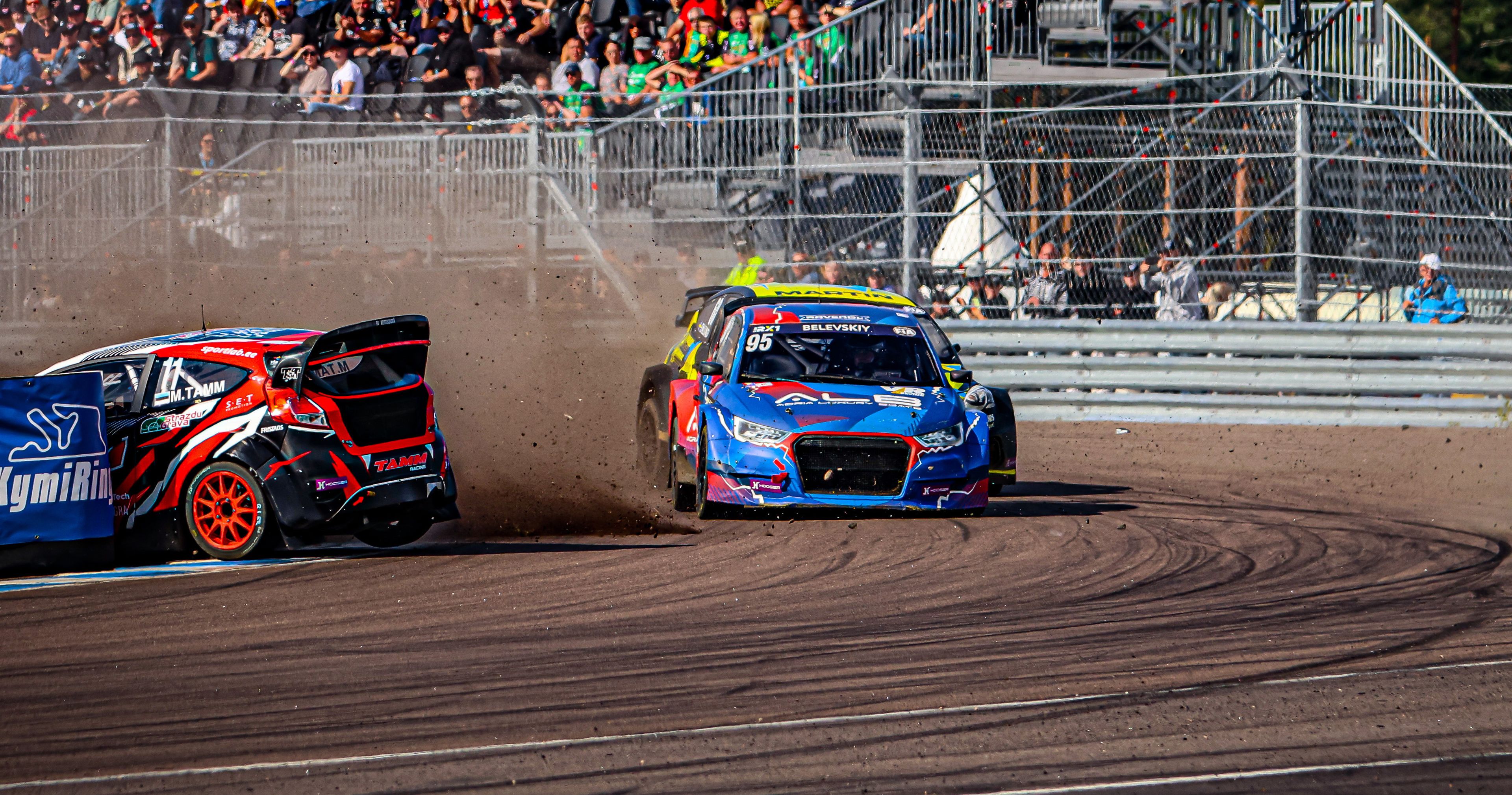 Maiko Tamm and Yury Belevskiy in action in Euro RX1 at Finland's KymiRing in 2025