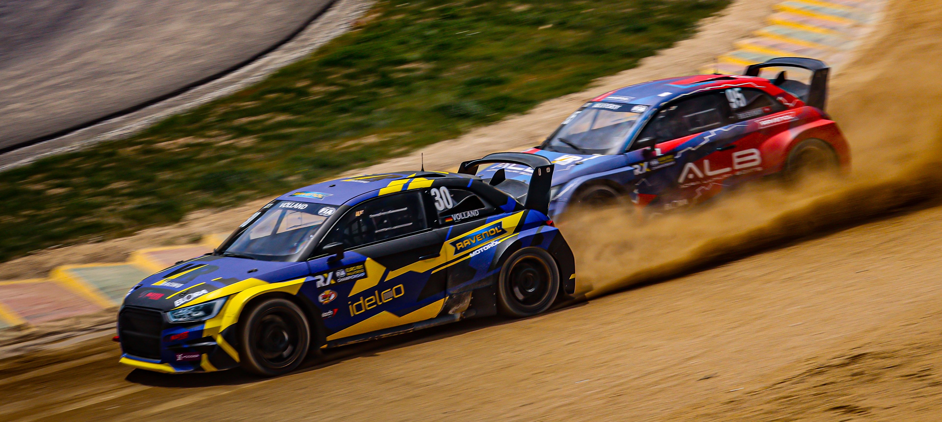 Nils Volland leads fellow Audi driver Yury Belevskiy in Euro RX1 action at Lousada in Portugal in 2025