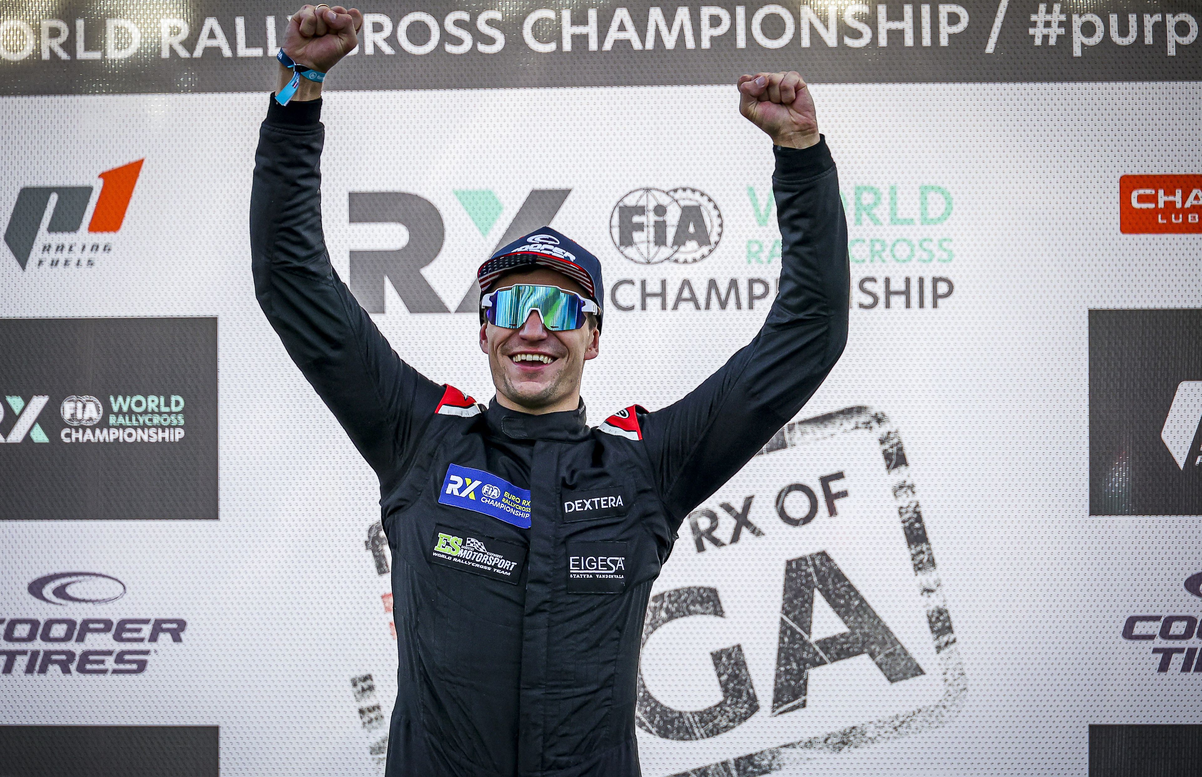 Jānis Baumanis celebrates Euro RX1 victory on home soil in Rīga in 2021