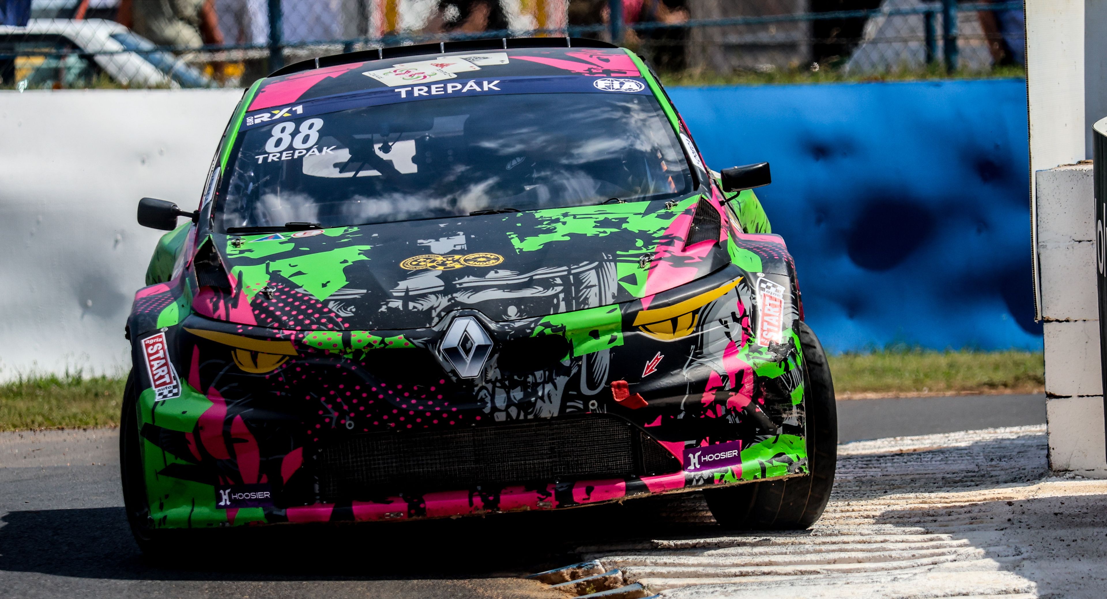 Rising Hungarian rallycross star Andor Trepák in Euro RX1 action on home soil at Nyirád in 2025