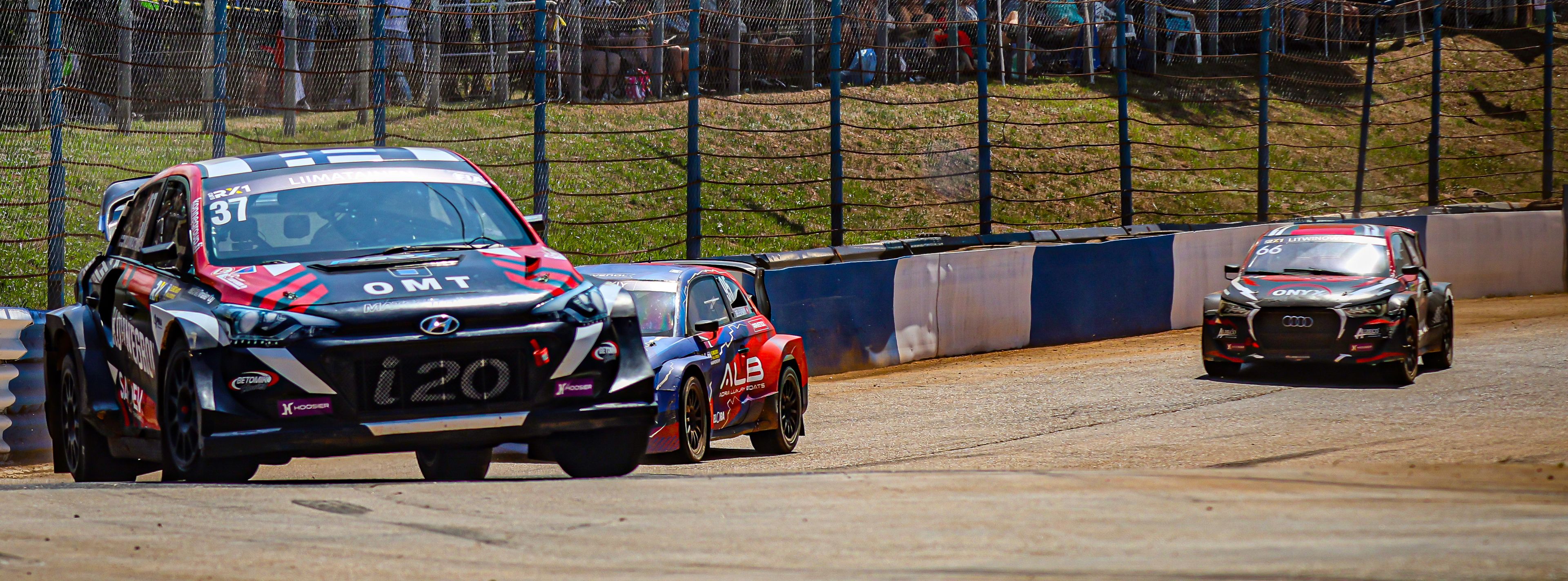 Mika Liimatainen leads Euro RX1 rivals Yury Belevskiy and Damian Litwinowicz at Nyirád in 2025