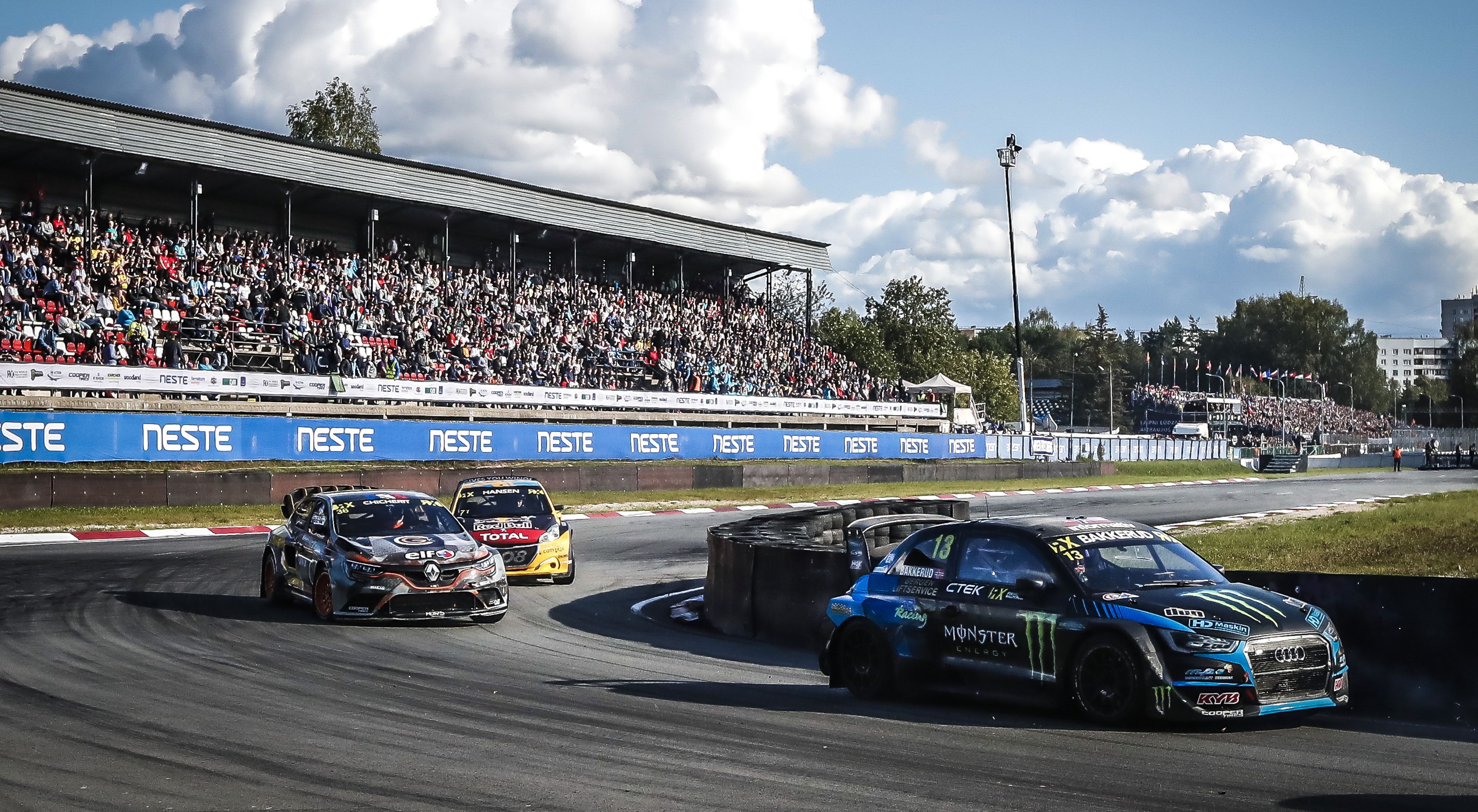 Andreas Bakkerud in action in World RX in Rīga, Latvia in 2019