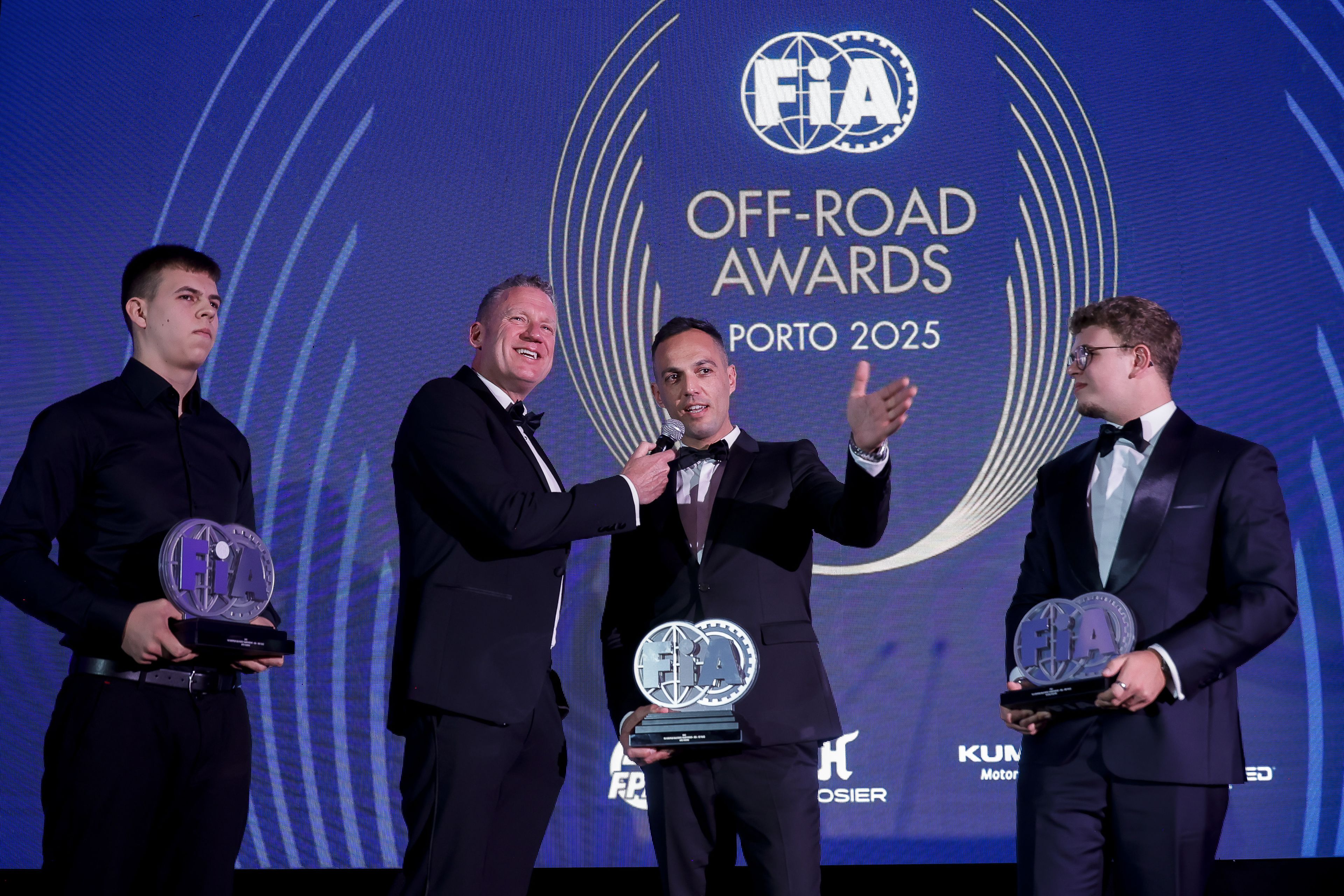 [L-R] Rytis Gurklys, Andrew Coley, João Ribeiro and Nicolas Geleyns at the 2025 FIA Off-Road Awards in Portugal