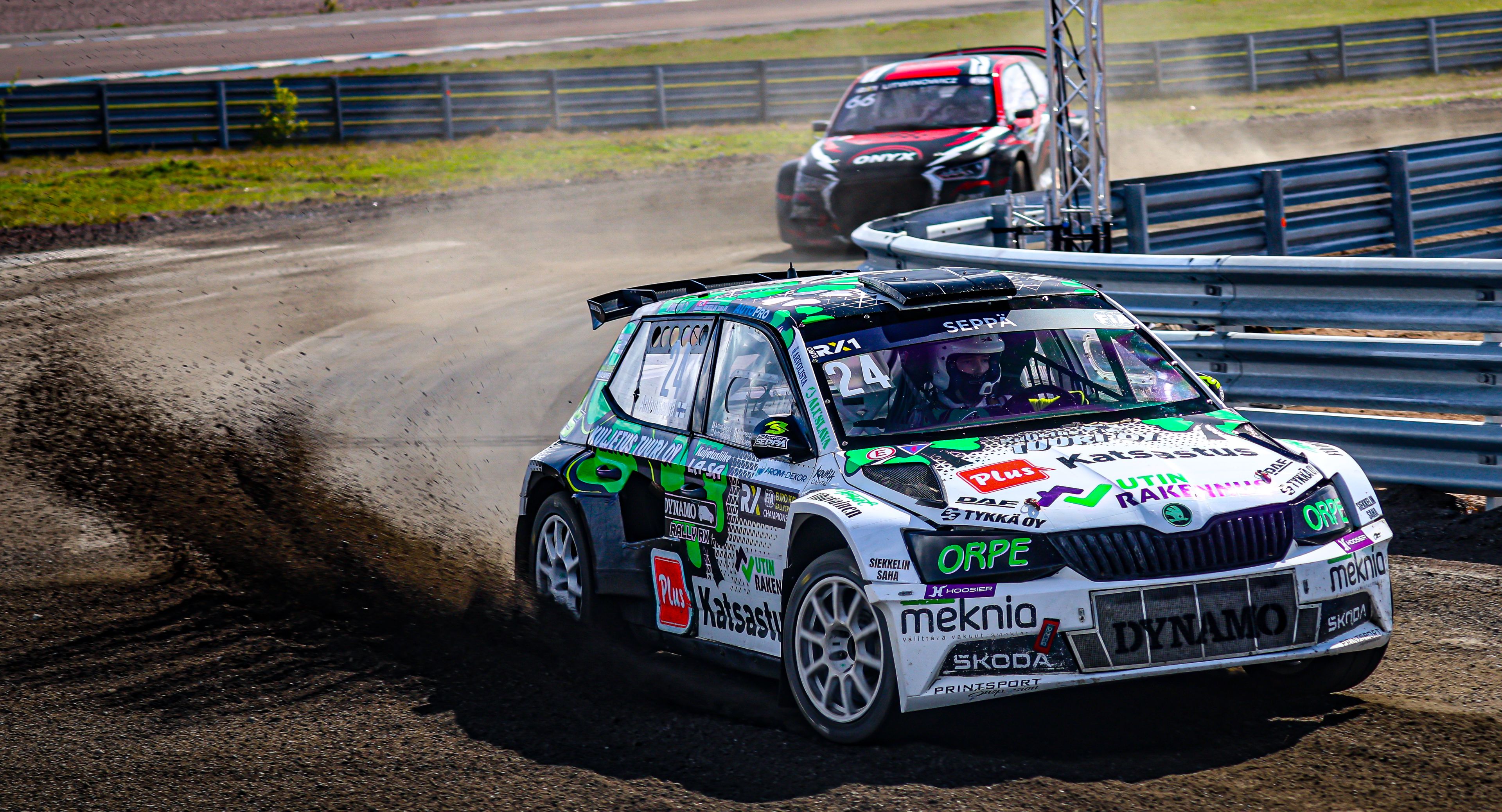 Anton Seppä in action in Euro RX1 on home soil at Finland's KymiRing in 2025