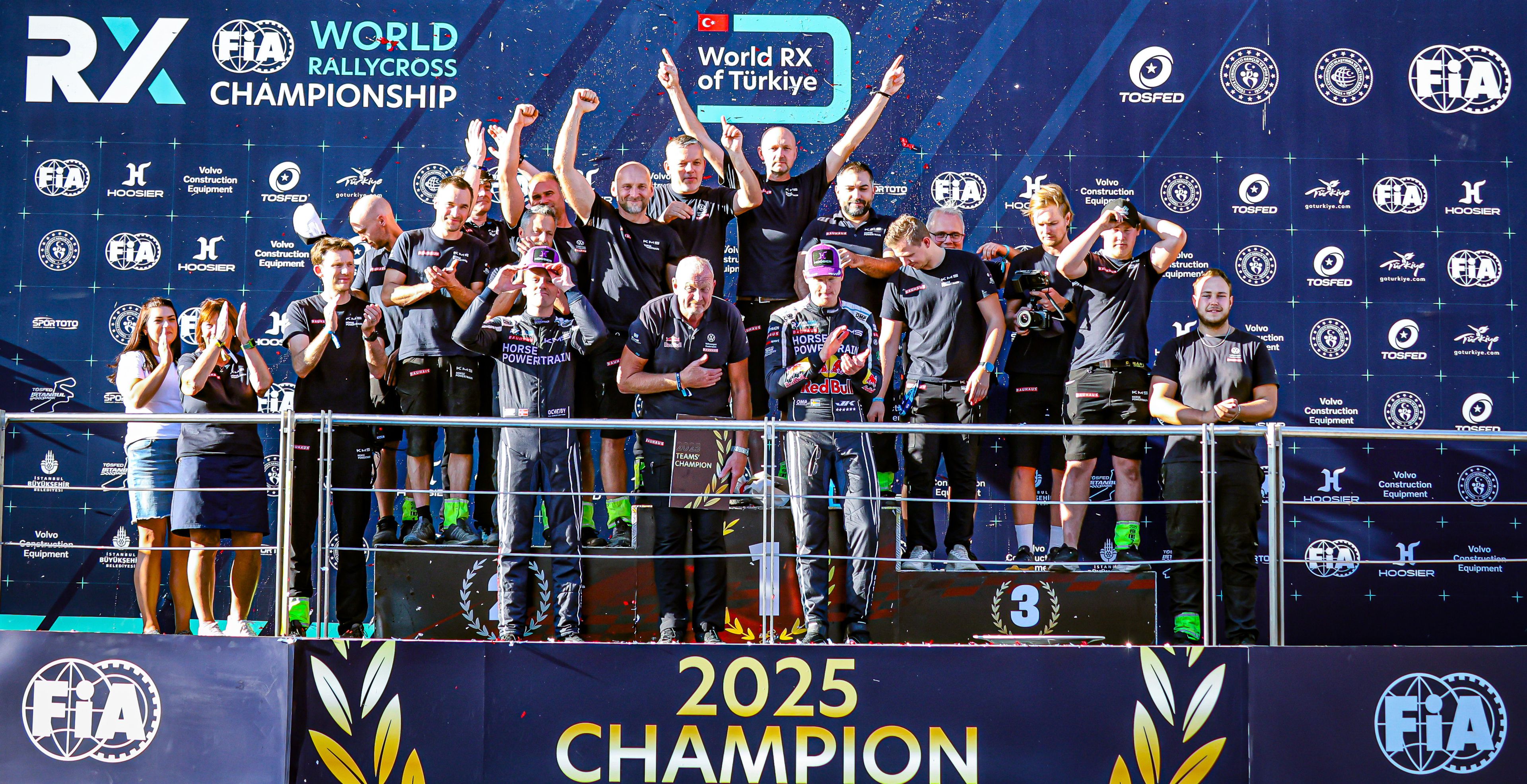 Kristoffersson Motorsport celebrate winning the 2025 World RX Teams' Championship