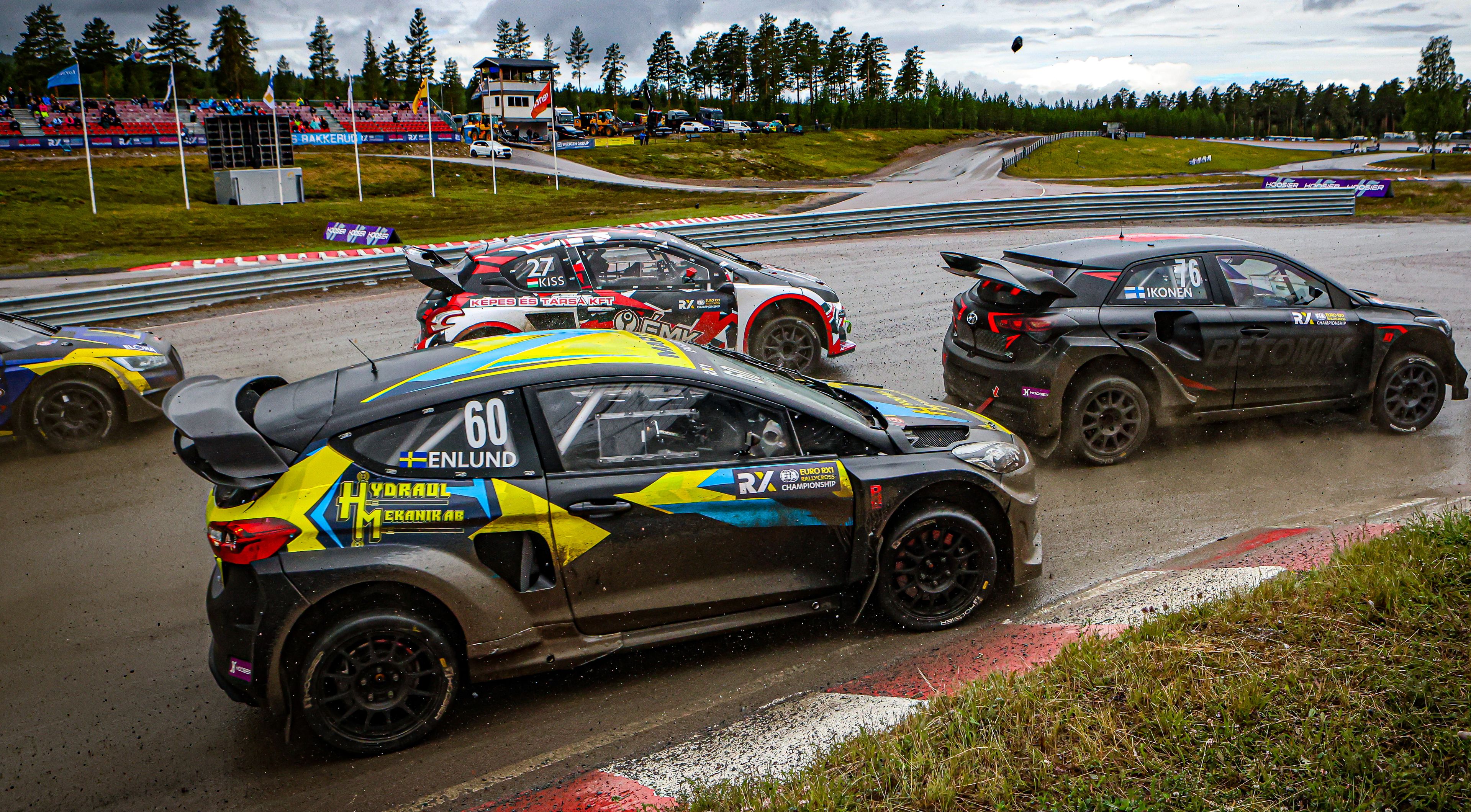 Martin Enlund in Euro RX1 action at Höljes in Sweden in 2025