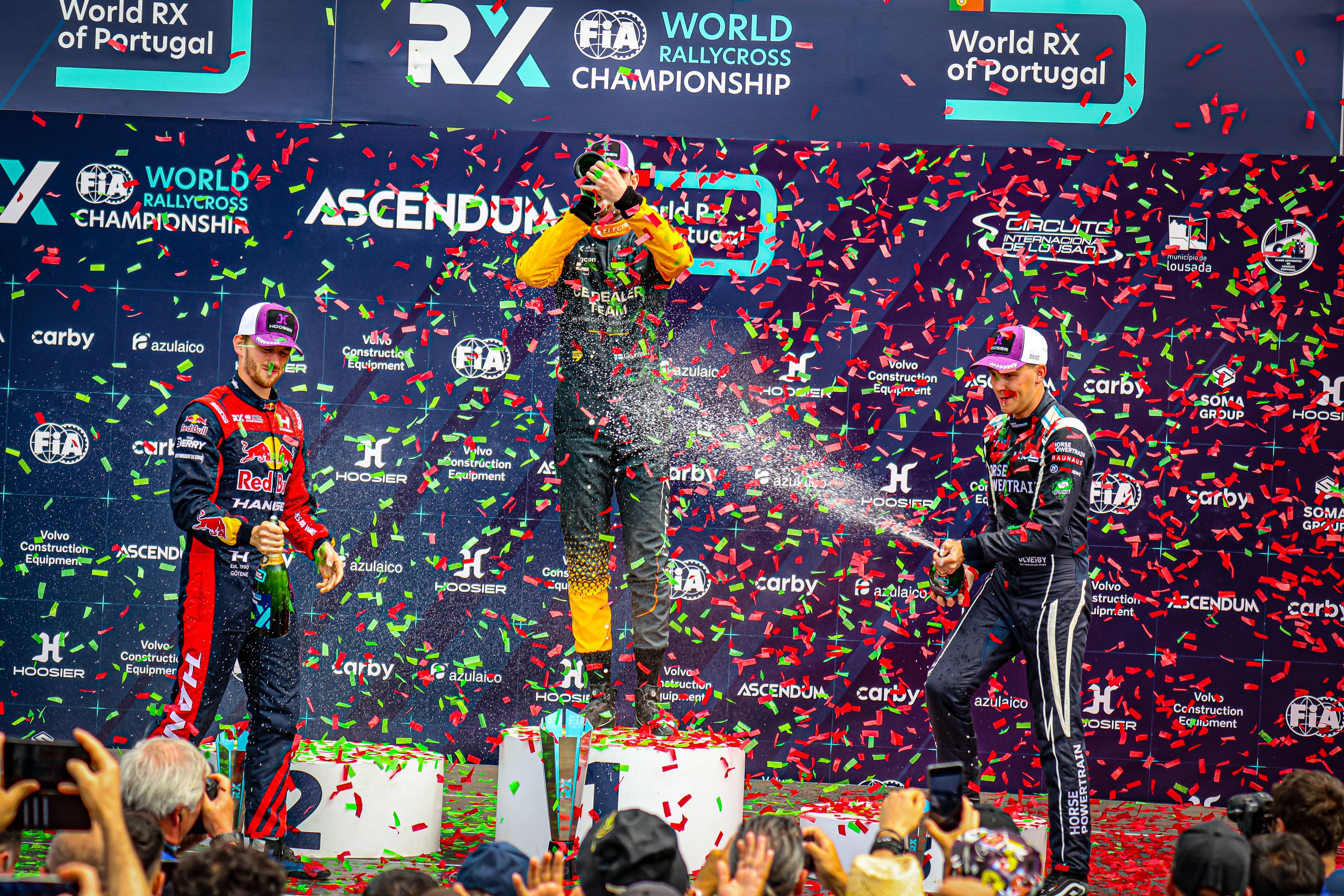 World RX podium at Lousada, 2025