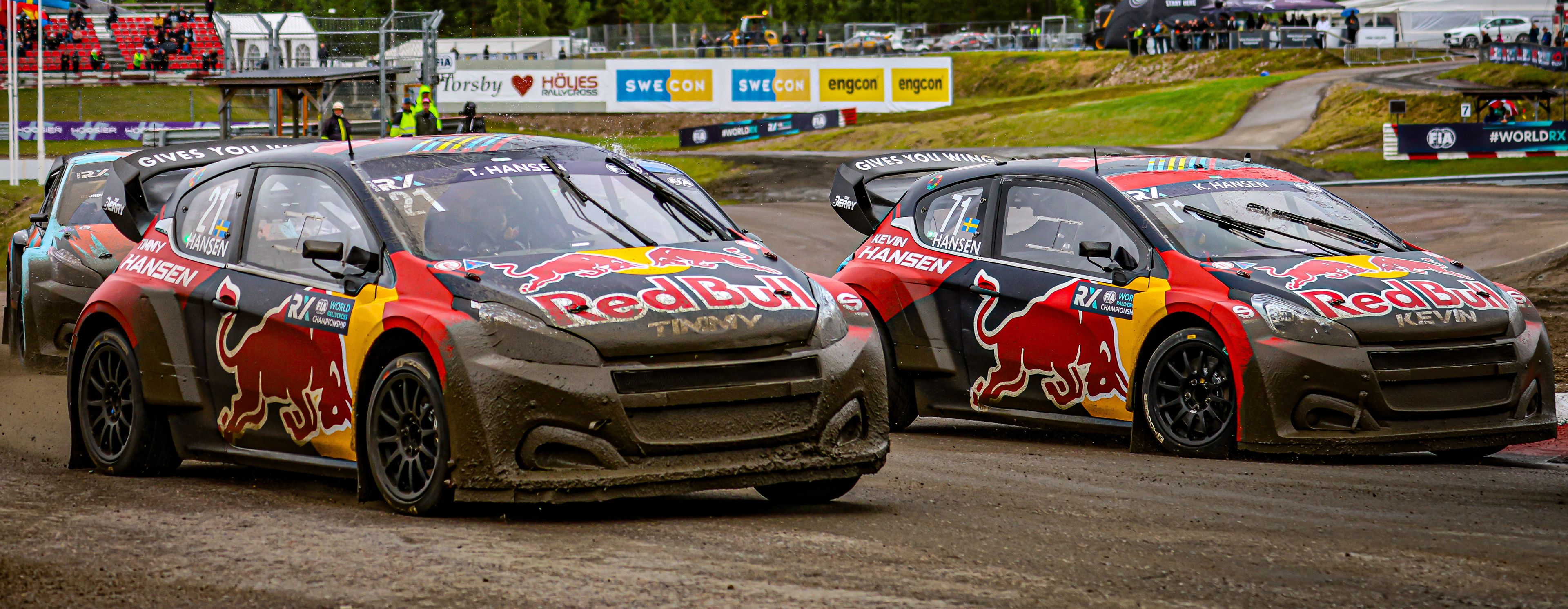Timmy and Kevin Hansen in action during World RX of Sweden in 2025