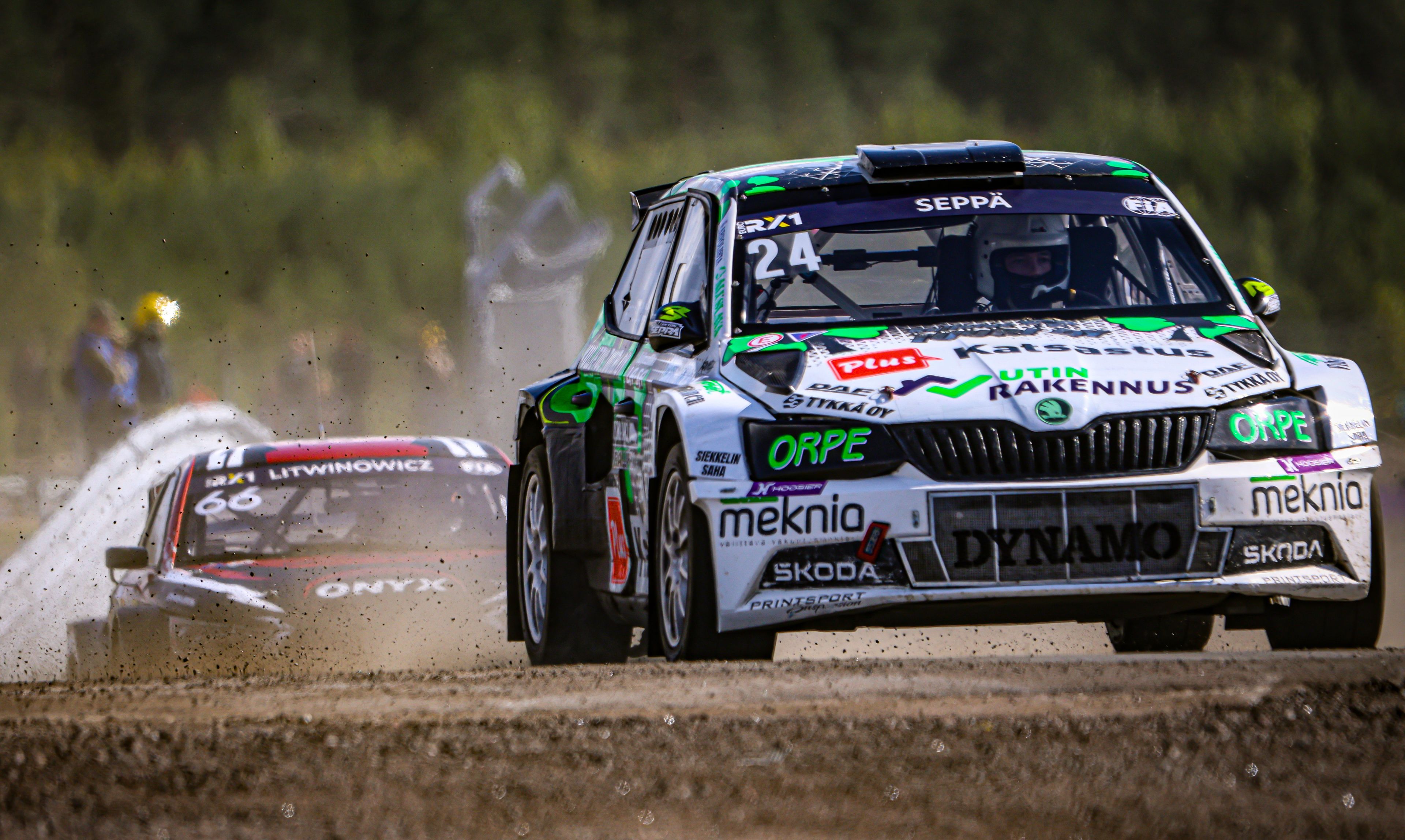 Anton Seppä in action in Euro RX1 on home soil at Finland's KymiRing in 2025