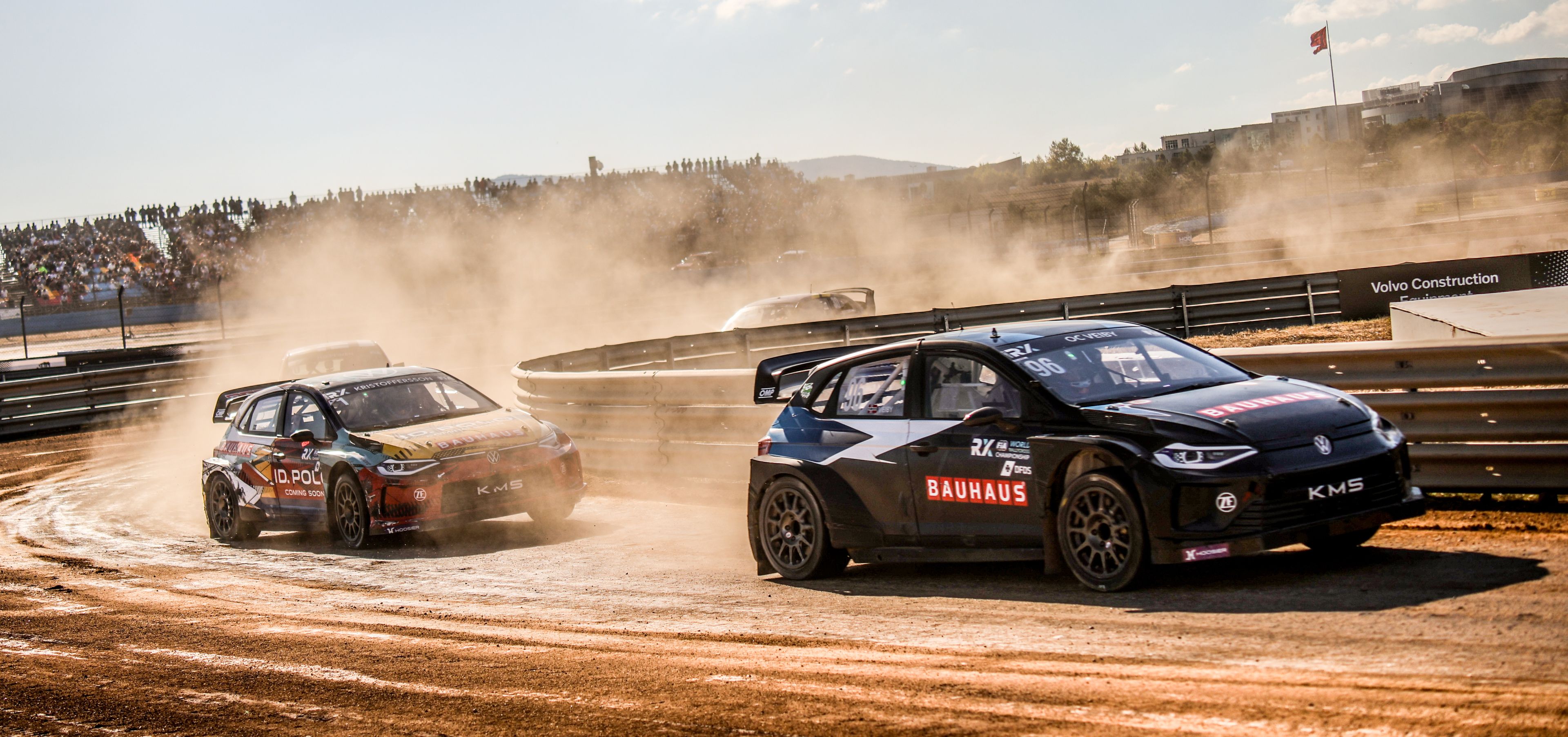 Ole Christian Veiby leads KMS team-mate Johan Kristoffersson during World RX of Türkiye in 2025