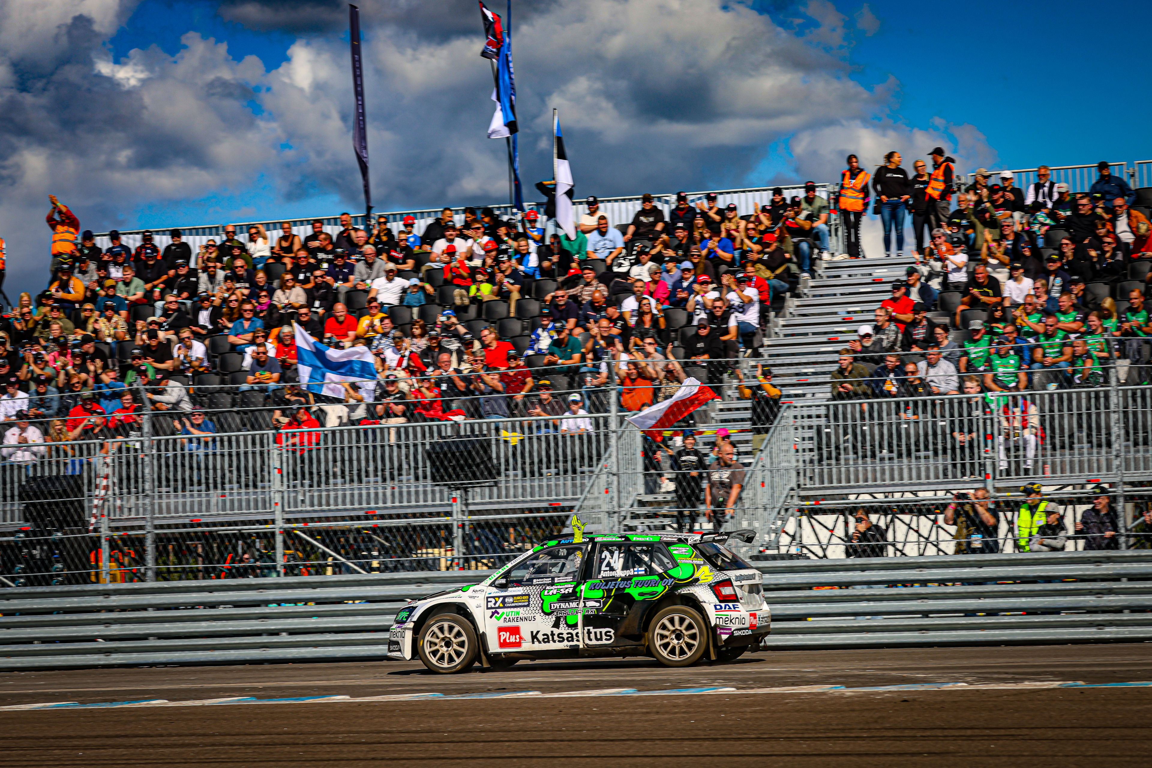 Anton Seppä in action in Euro RX1 on home soil at Finland's KymiRing in 2025