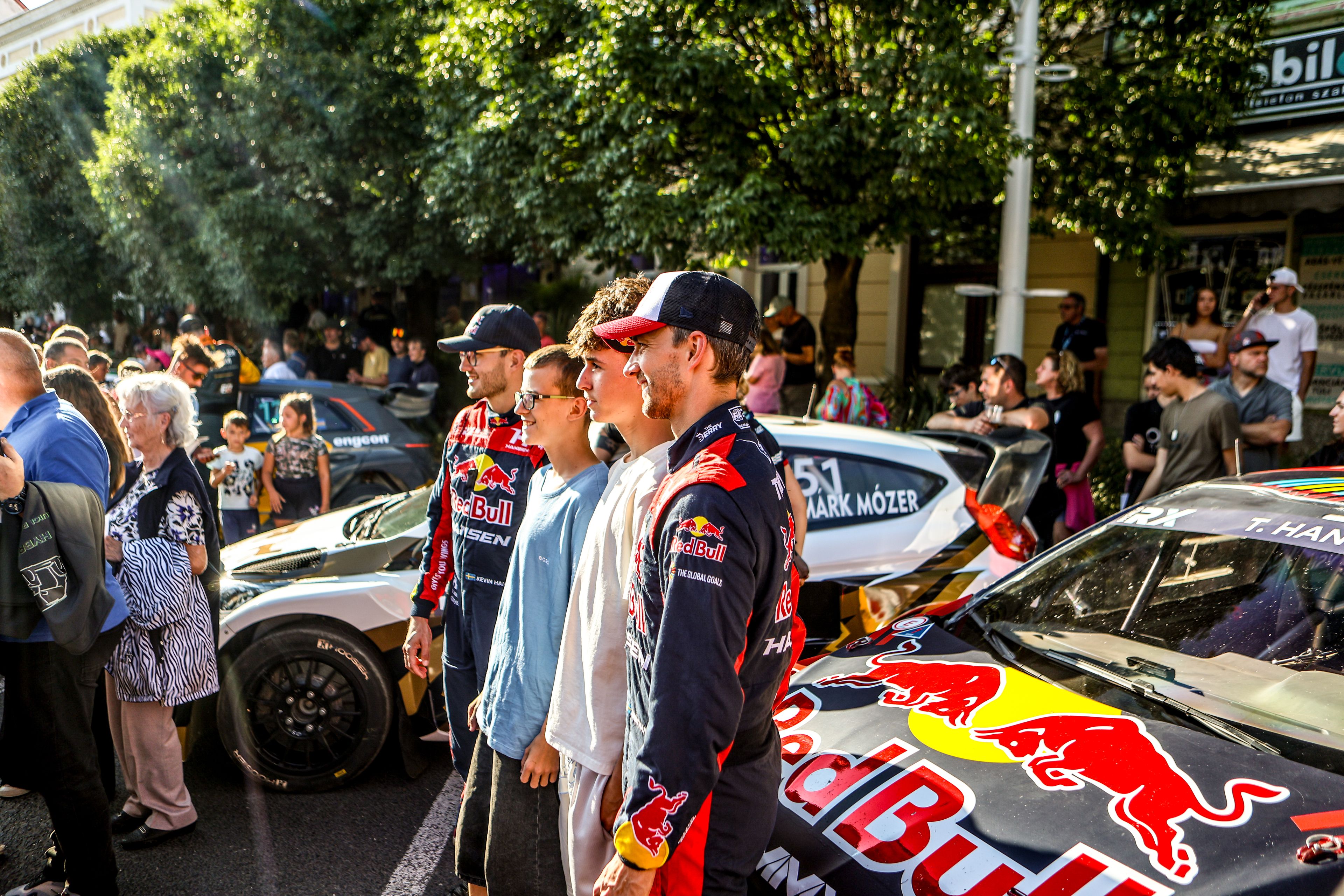 A rallycross car on track