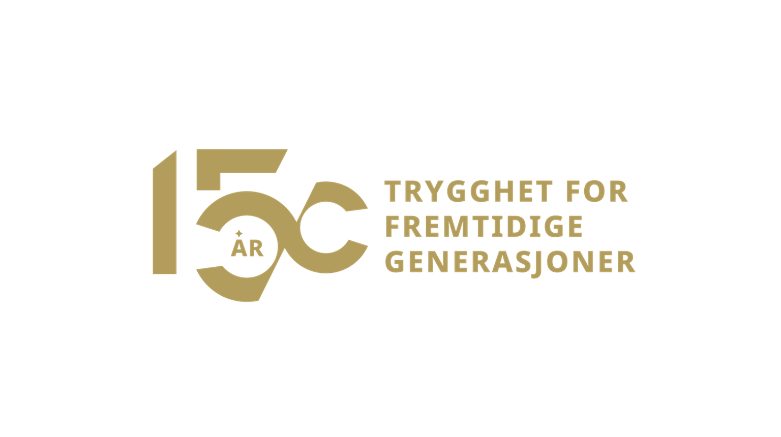 Logo with the number "150" and text "Trygghet for Fremtidige Generasjoner" in gold, signifying 150 years of security for future generations.