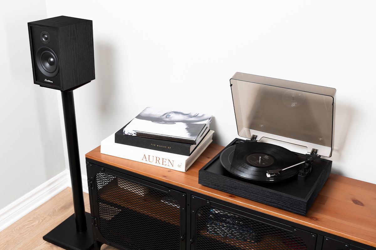 Turntable Best Audiophile Powered Speakers JAM Sound Turntable Player Vinyl  Record Player Built-In Dual Stereo Speakers