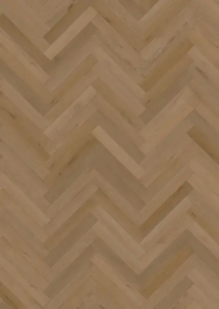 Herringbone pattern wooden flooring with a warm, natural finish and interlocking diagonal planks.