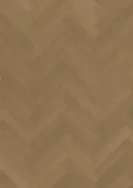 Warm medium-brown oak parquet floor in a herringbone pattern with subtle wood grain.