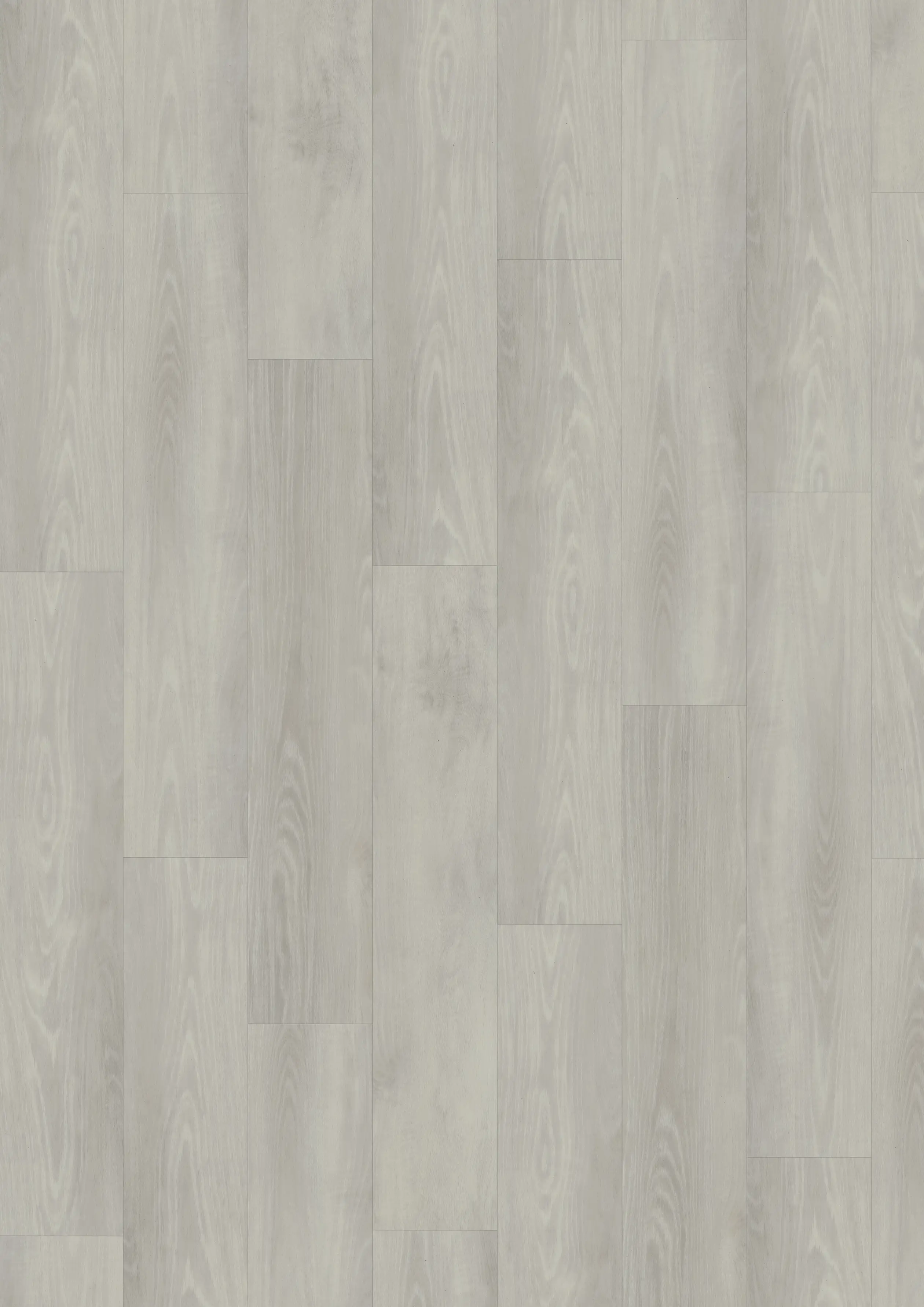 Yukon. Light gray wooden floor with a subtle grain pattern, featuring long, narrow planks arranged in a parallel layout.