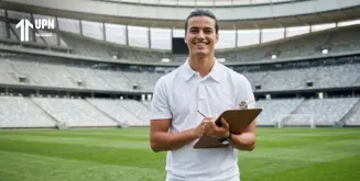 Estudiantes de UPN en estadio aplicando sus conocimientos de gestión deportiva en el fútbol