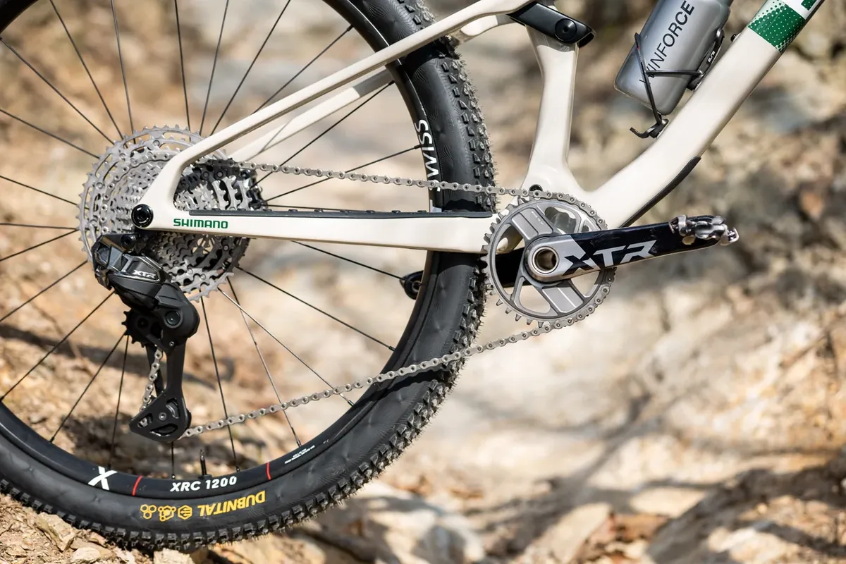 BIXS Pace Cross-Country-Bike, Detail von Schaltwerk und Antrieb