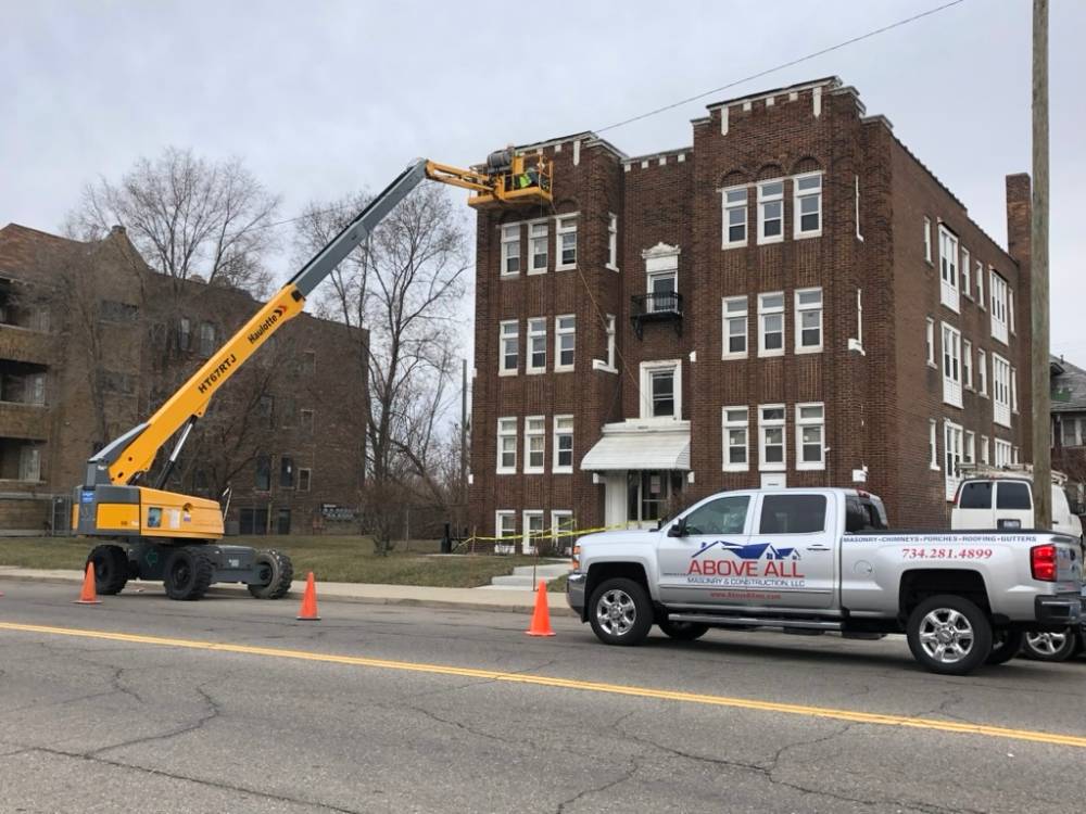 Above All Masonry & Construction services include chimneys, masonry, roofing, siding, and gutters.