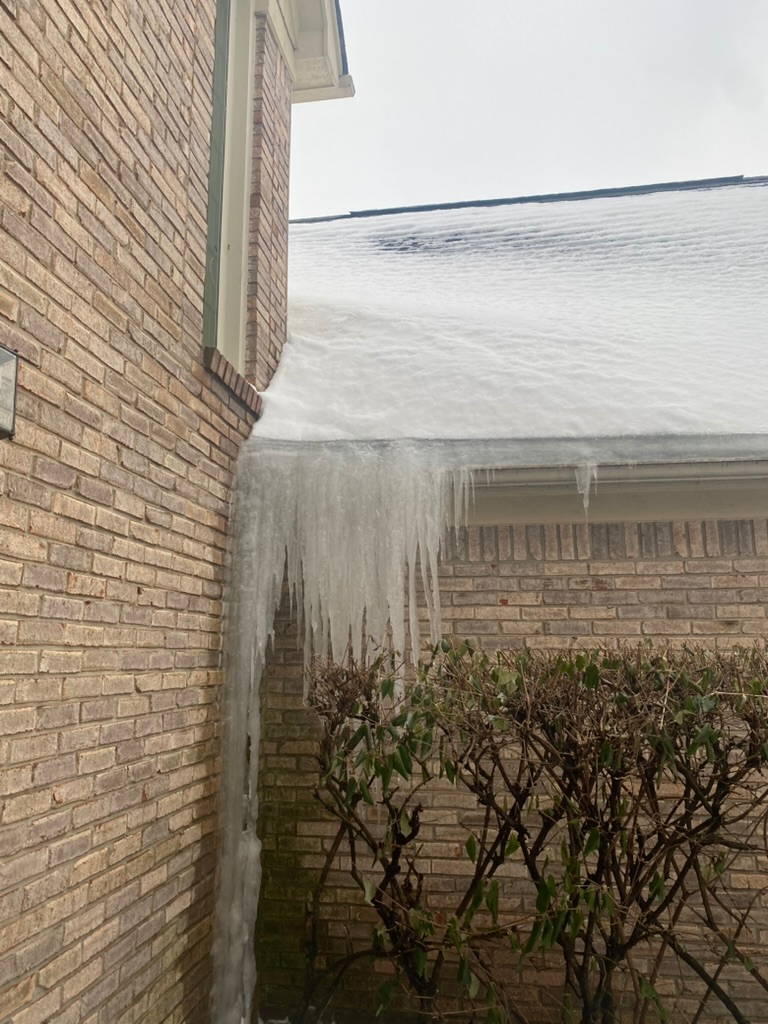 Above All Masonry and Construction Gutter Repair Ice Damage Frozen Gutters1