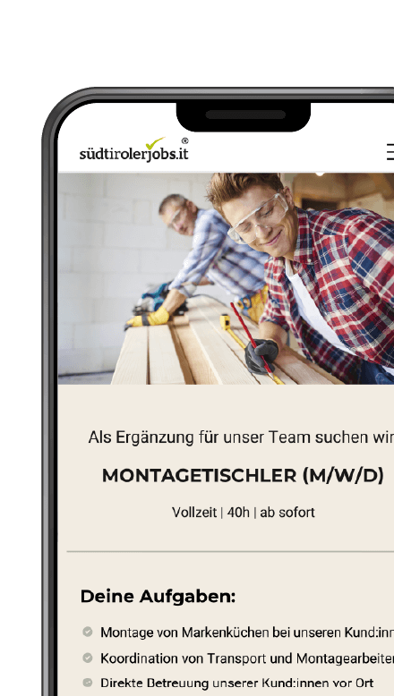 Stellenanzeige auf südtirolerjobs.it