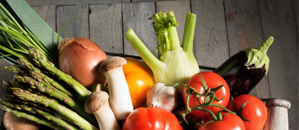 Gemüsekorb von oben