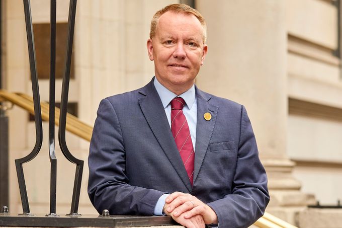 Portrait of David Porter 162nd ICE president standing outside One Great George Street