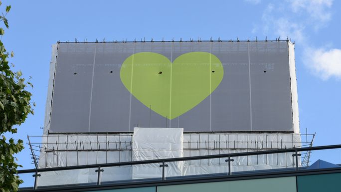 Grenfell Tower enclosed in protective wrapping