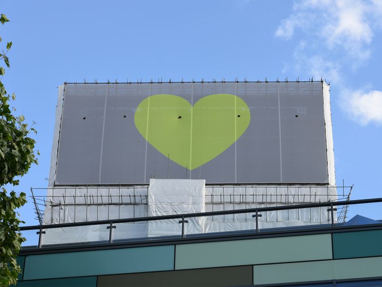 Grenfell Tower enclosed in protective wrapping