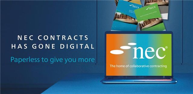 Laptop displaying NEC logo and slogan.