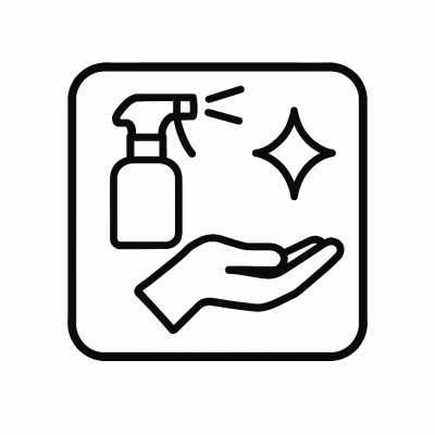 Pictograma reprezentand curatare usoara si rezistenta la apa