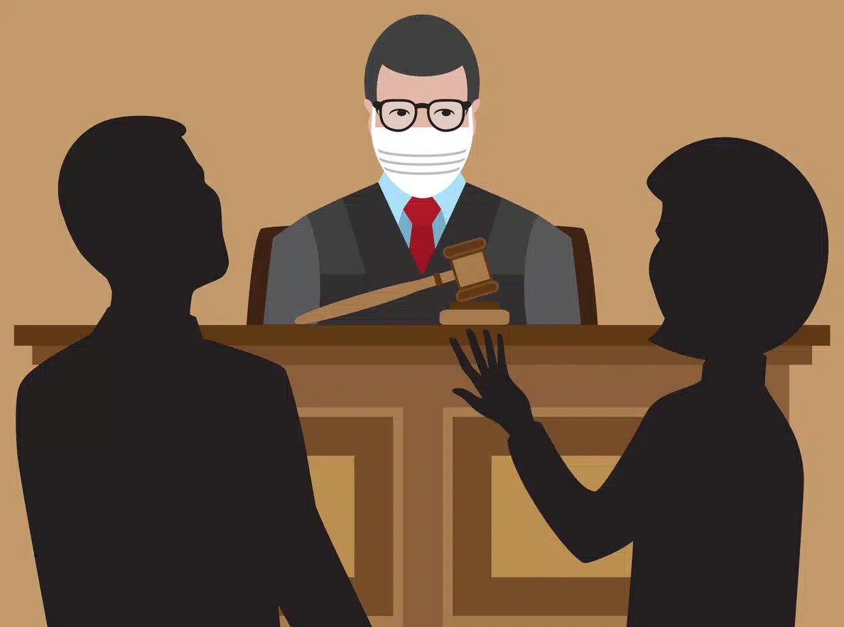 Judge with mask