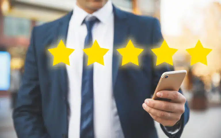Man with 5 star rating