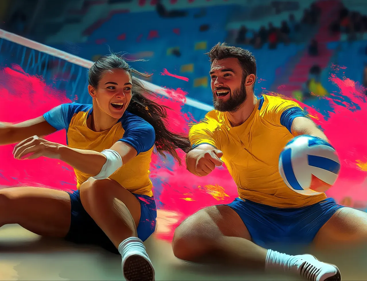 Zwei Sitzvolleyballspielende