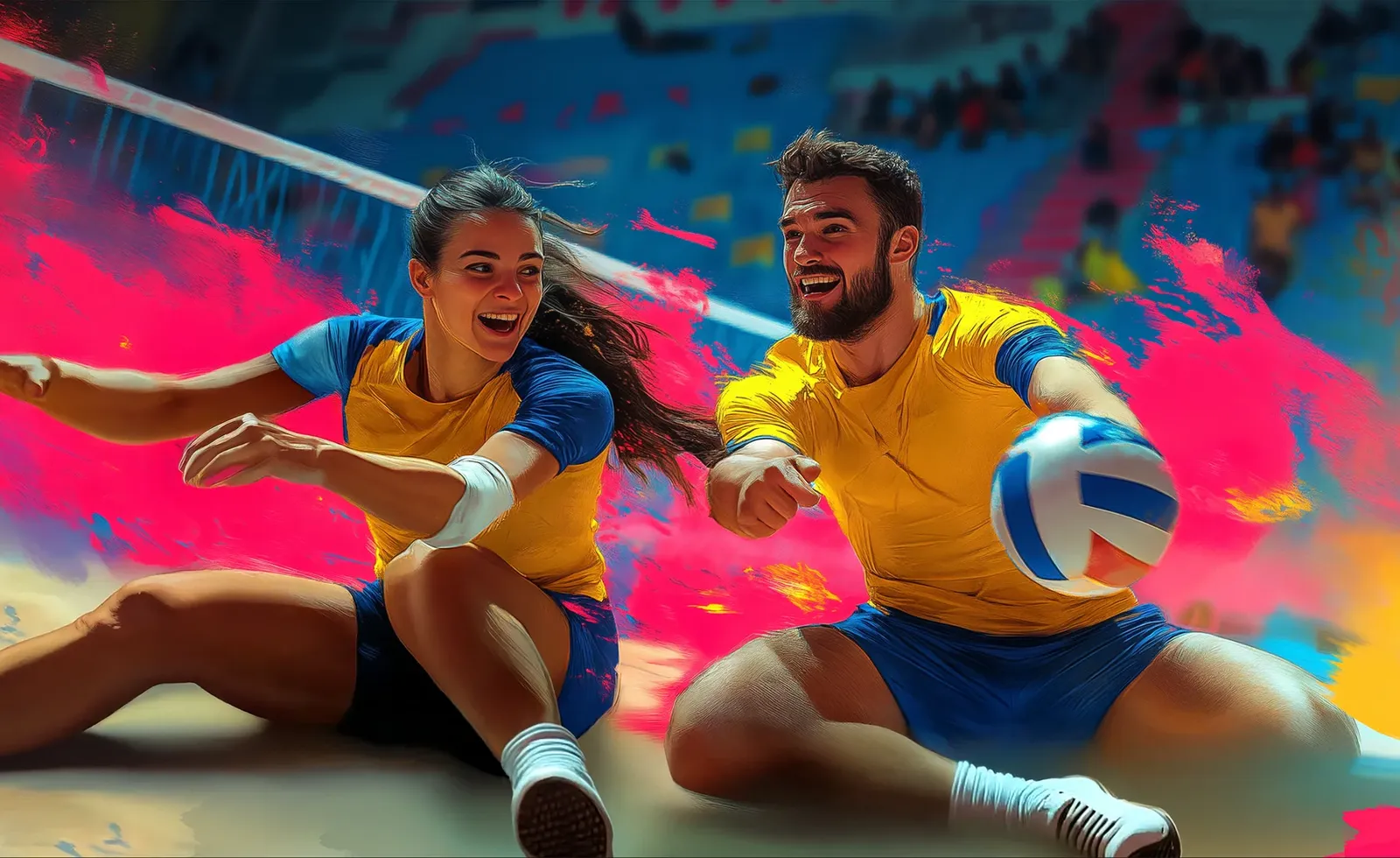 Zwei Sitzvolleyballspielende