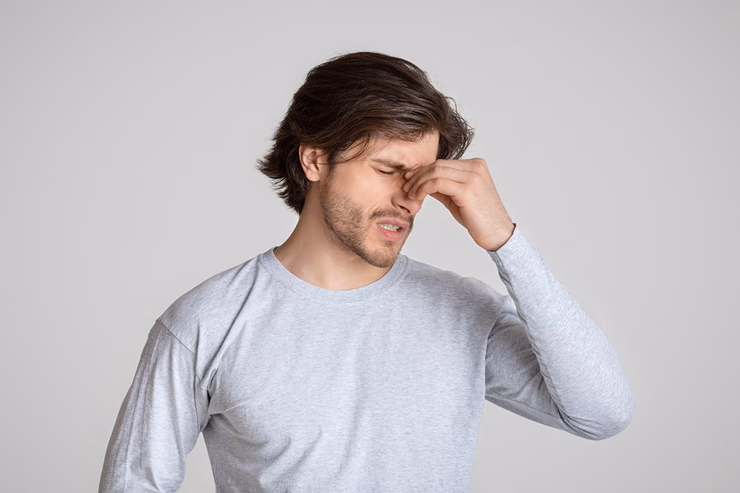 A man with sinus infection