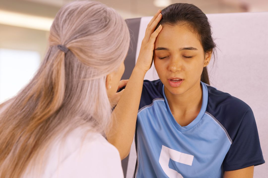 Concussed soccer player