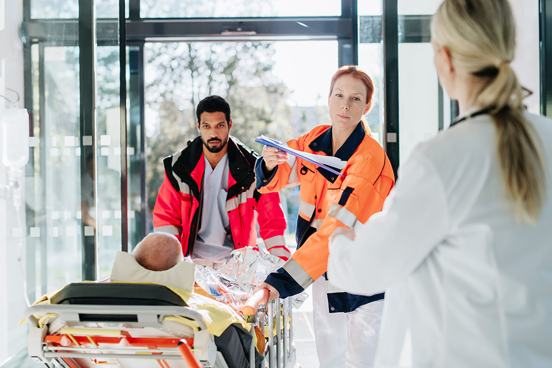 Patient on a stretcher Patient being transported on a stretcher