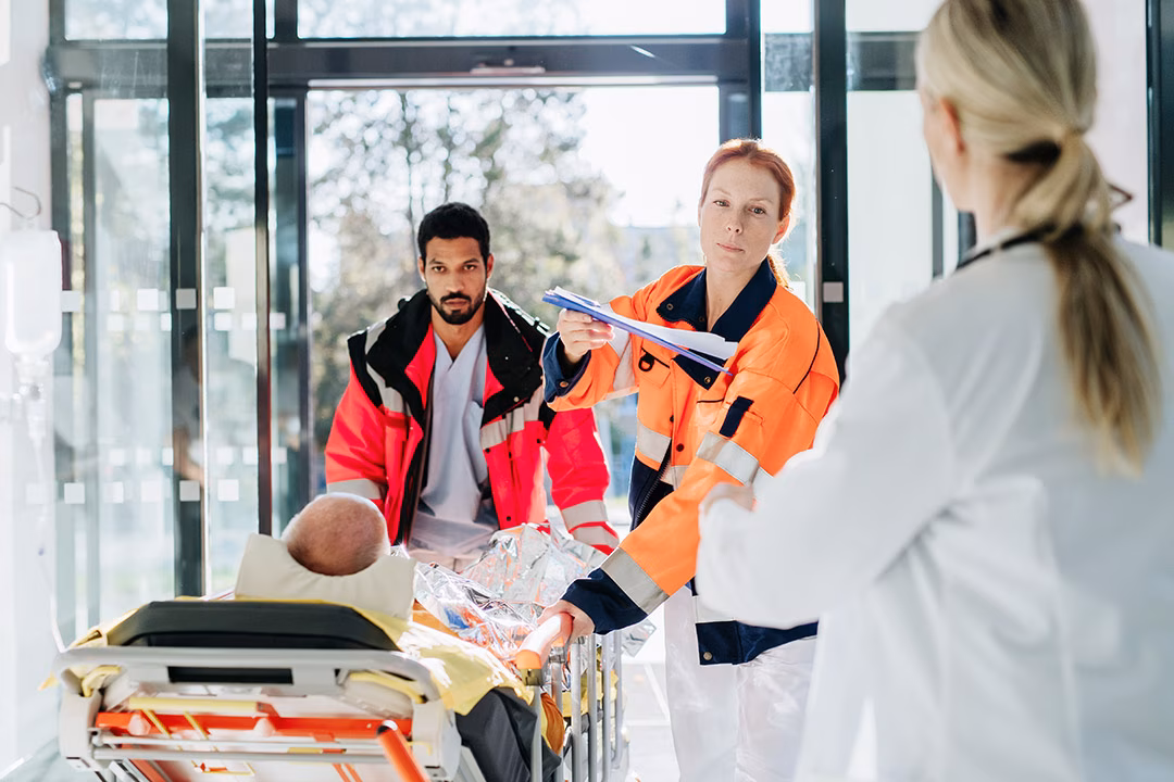 Patient being transported on a stretcher