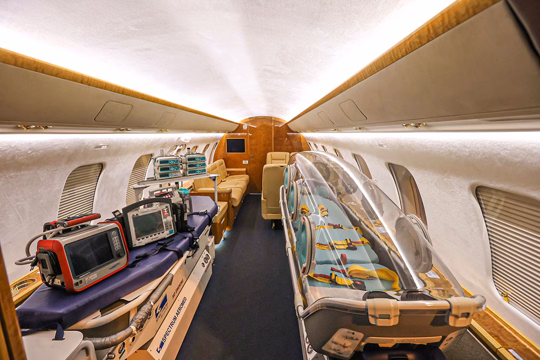 Air ambulance transport inside