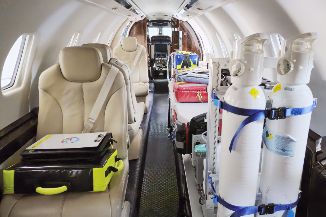 Air ambulance jet inside