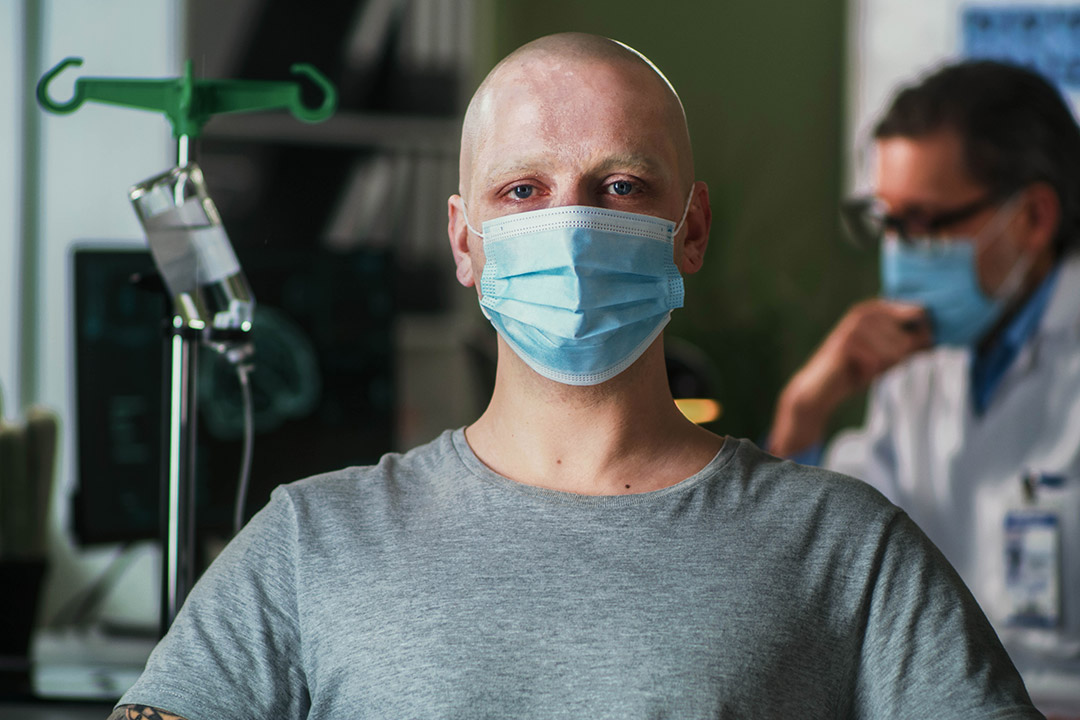 A cancer patient at a healthcare facility