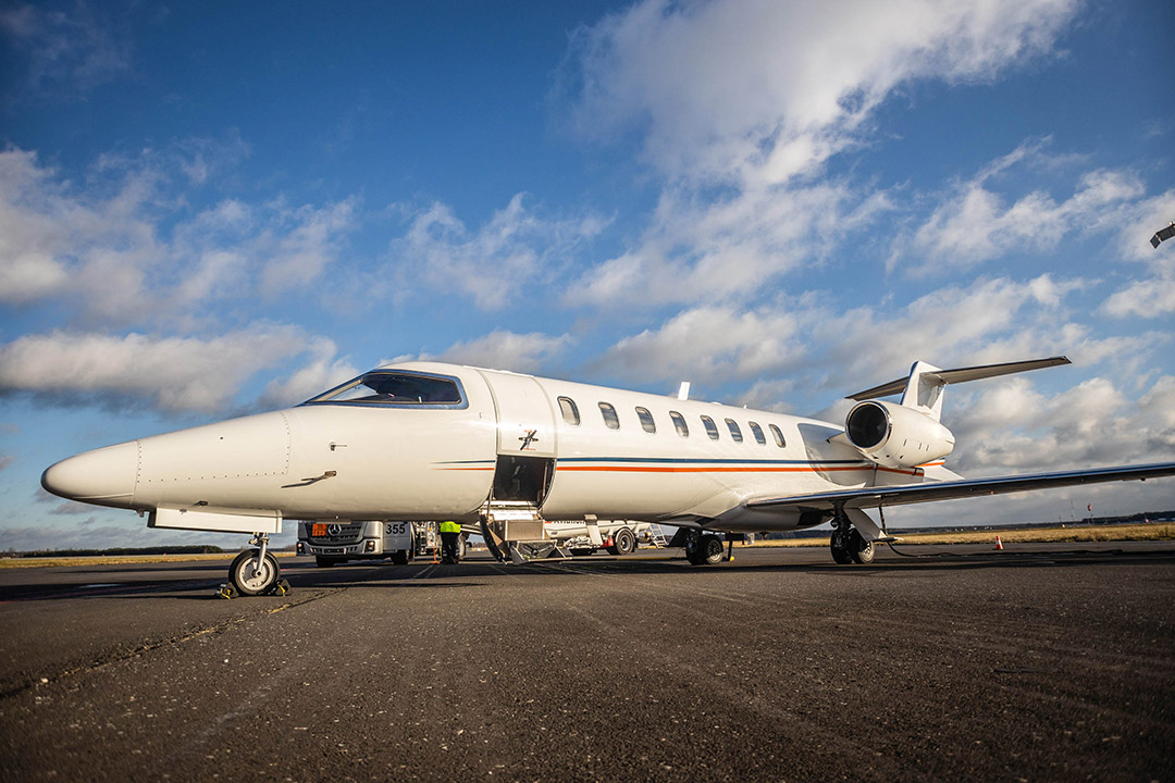 An air ambulance on the tarmac of an airport