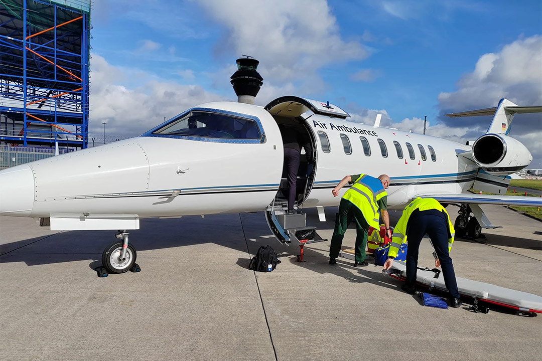 An air ambulance flight