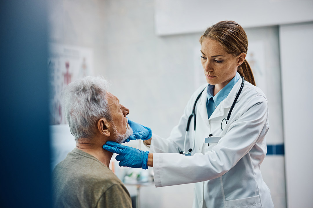 A female doctor checking a patient
