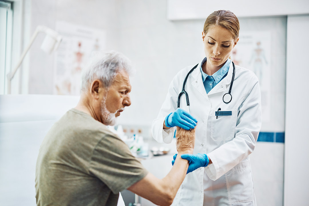 A doctor examining a patient