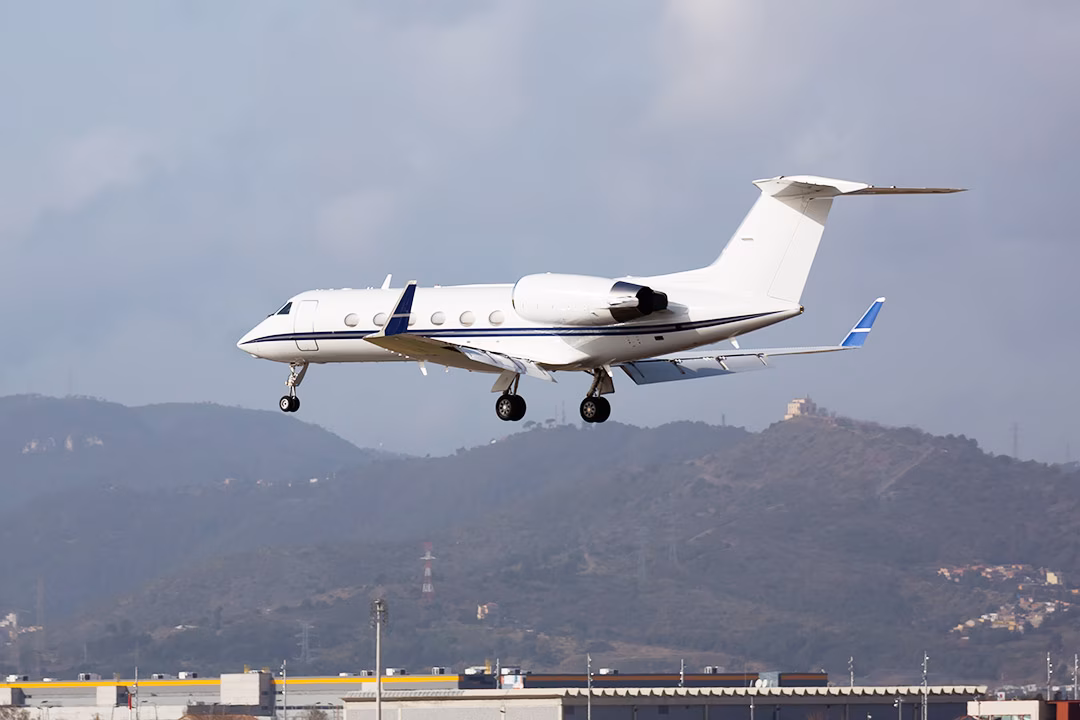 An air ambulance about to land.